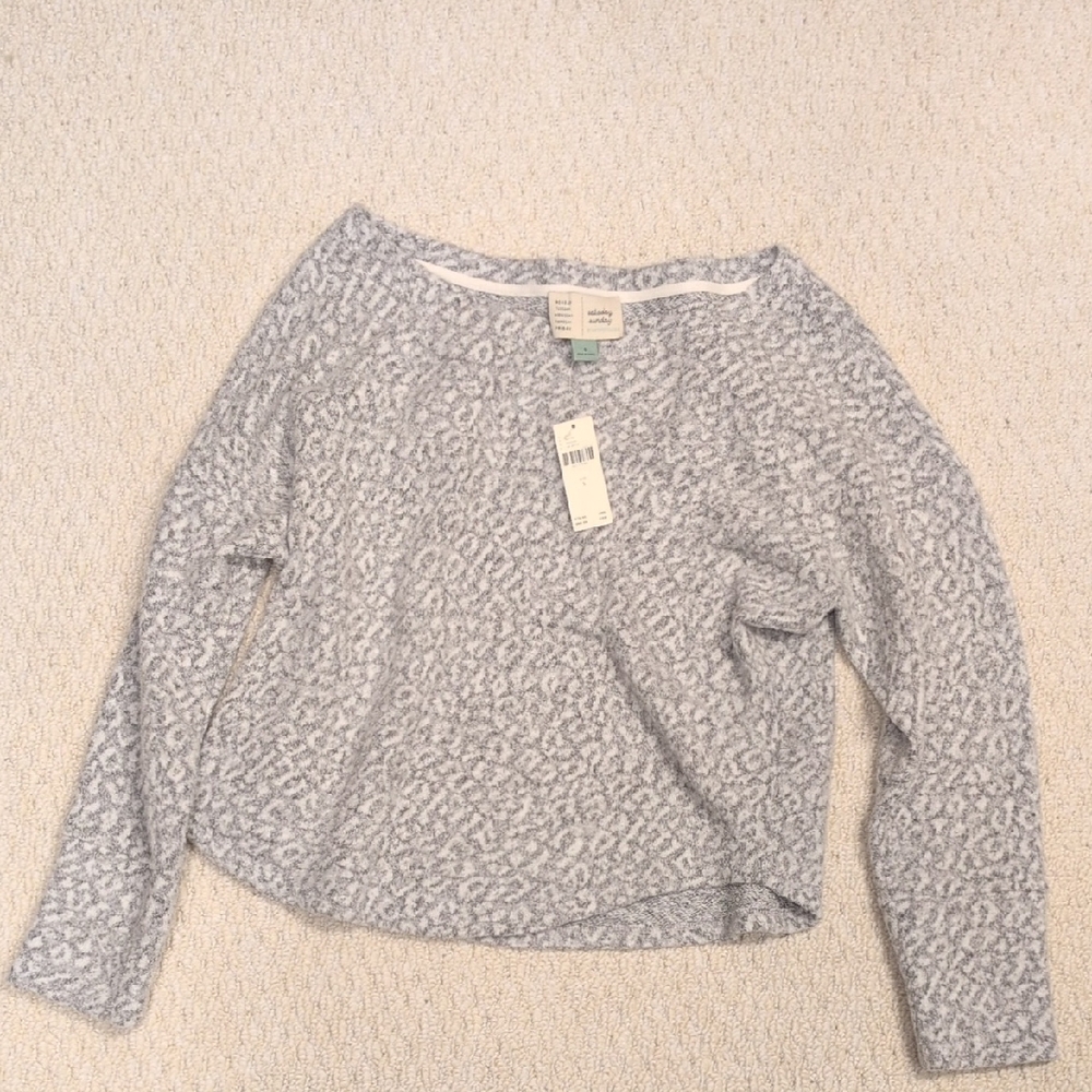 Anthropologie Gray Patterned Long Sleeve Top
